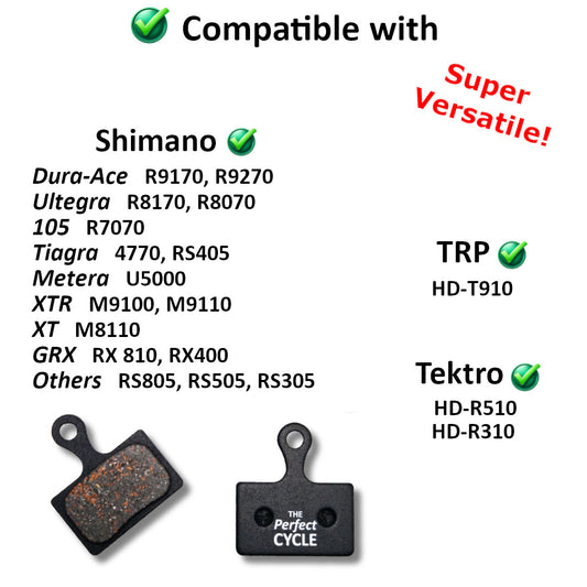 TPC - Disc Brake Pads for MTB and Road Bike - For Shimano Dura-Ace, Ultegra, 105, Tiagra, Metera, XTR, XT, GRX
