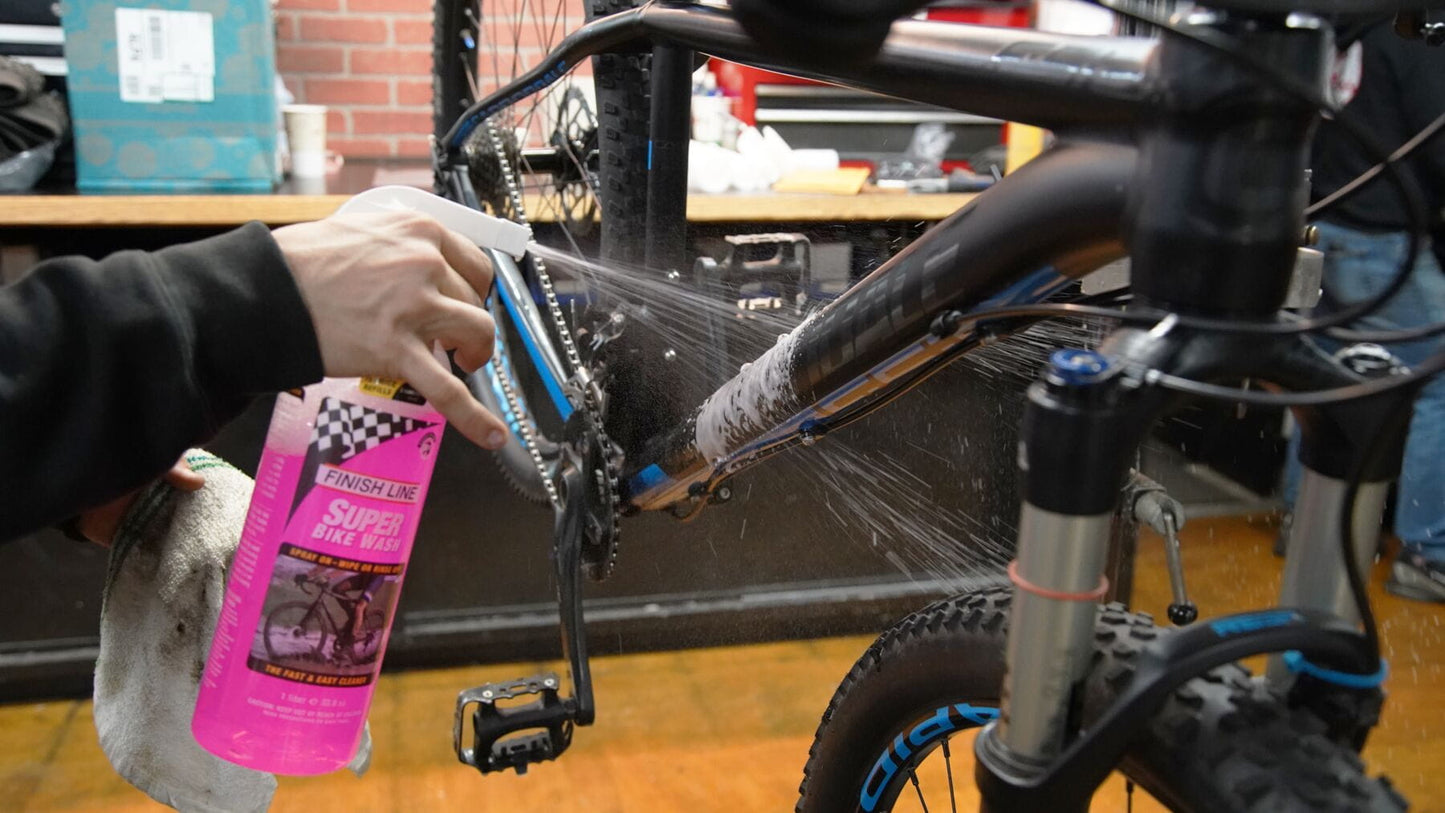 Bicycle spray pink bottle.