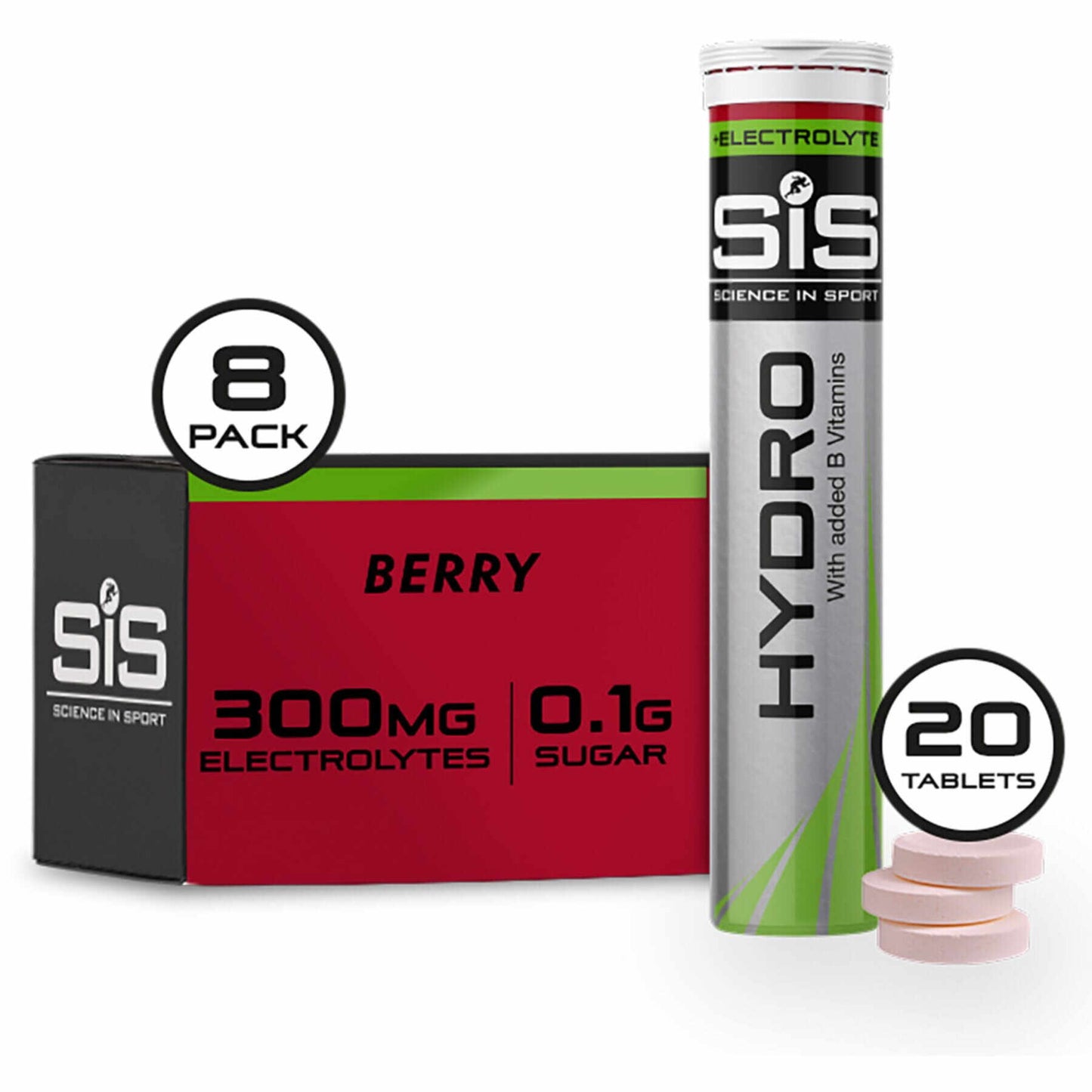 SIS Go Electrolyte Hydration tablets - Berry in a tube of 20 efervescents.