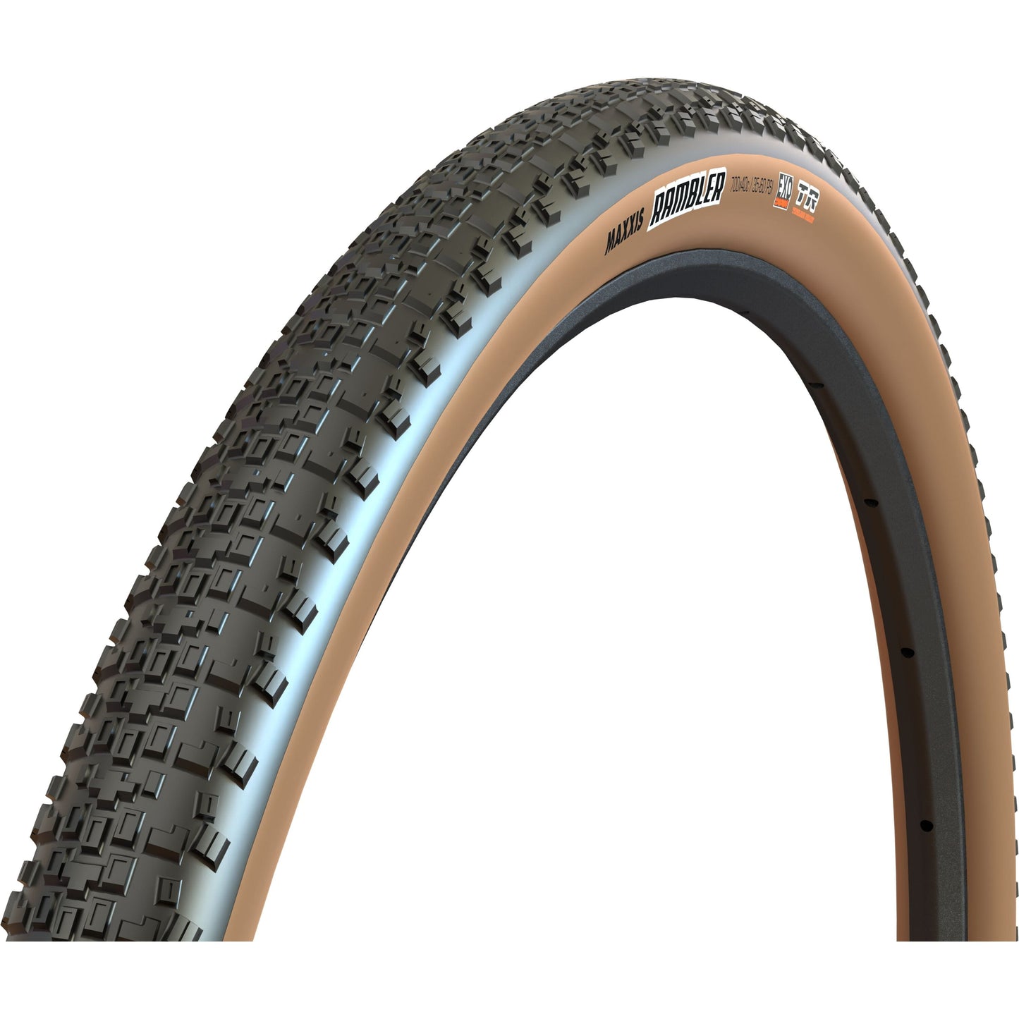 Maxxis Rambler, tanwall gravel tyre, 700c tanwall tire, EXO Protection, tubeless gravel tyre.