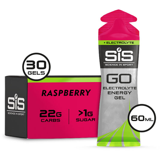 SIS GO Energy + Electrolyte Gel in Raspberry flavour.