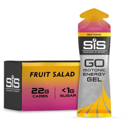 SIS GO Isotonic Energy Gel Fruit Salad, box of 30 energy gels.