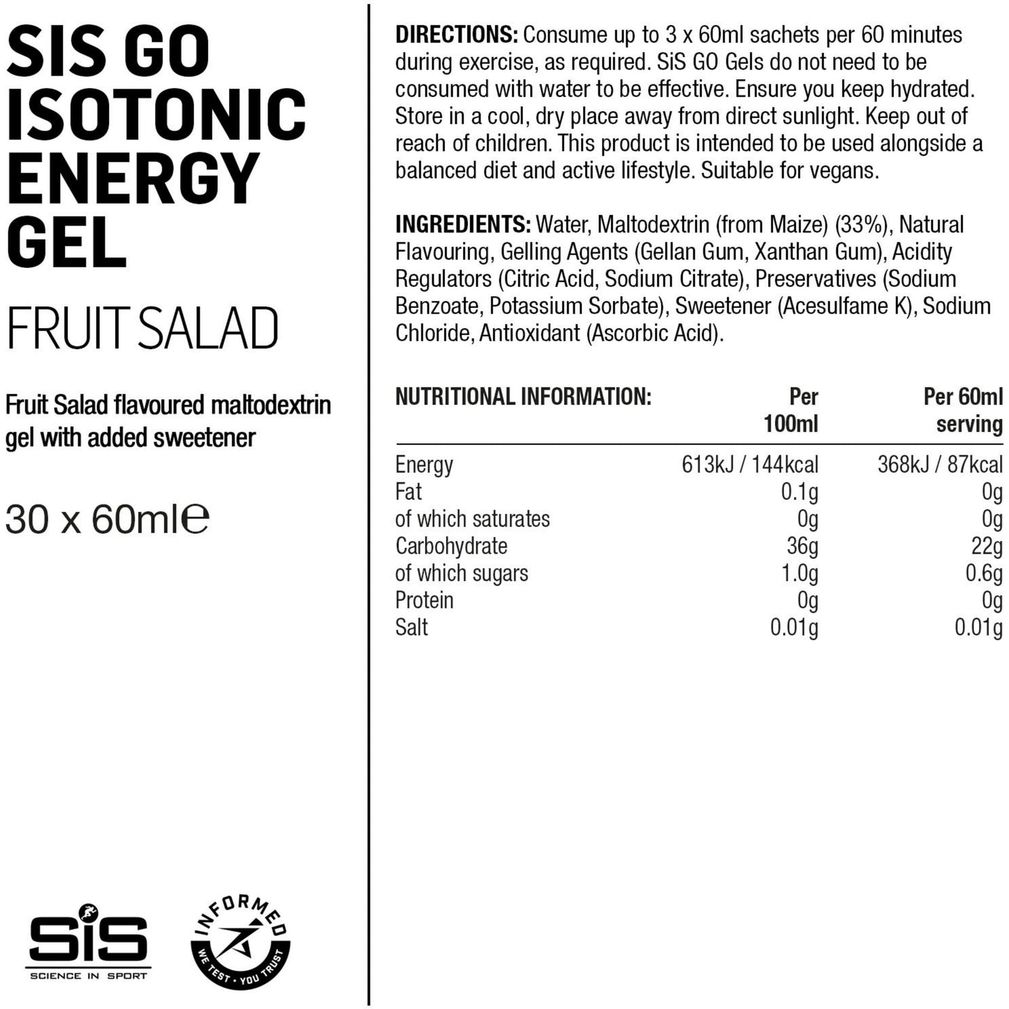 SIS GO Isotonic Energy Gel - Box Of 30 Gels