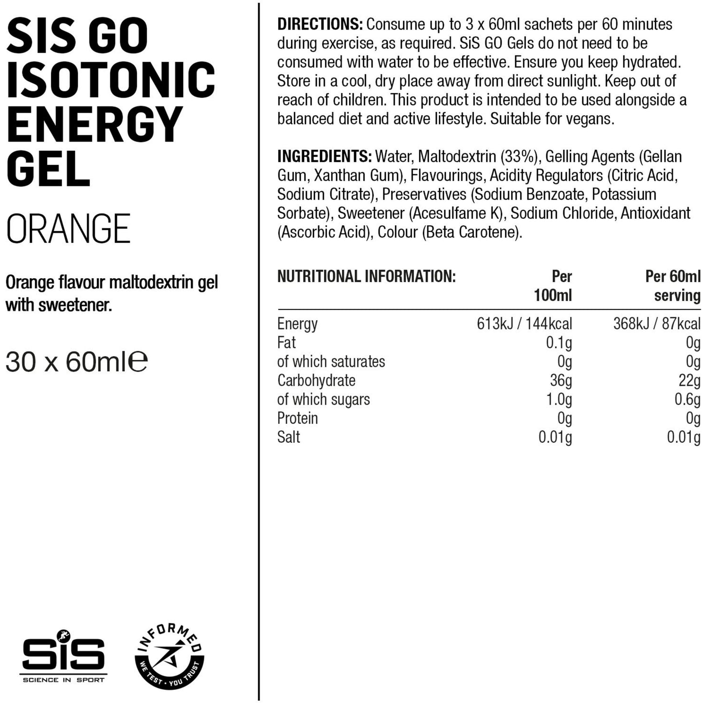 SIS GO Isotonic Energy Gel - Box Of 30 Gels